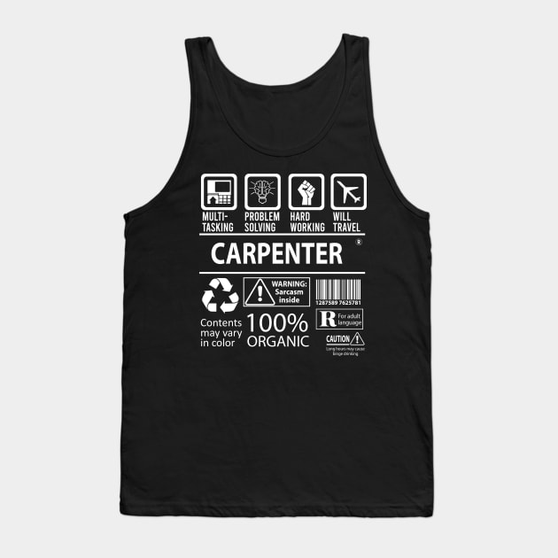 Carpenter T Shirt - MultiTasking Certified Job Gift Item Tee Tank Top by Aquastal